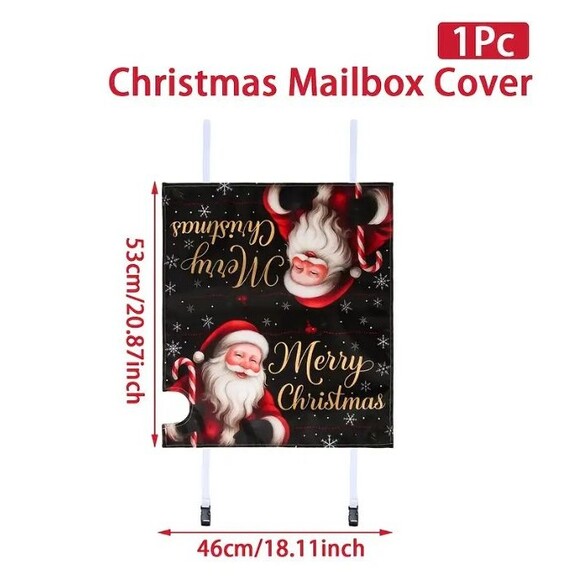 Christmas MailBox Cover 21x18in Adjustable strap & buckle Santa Merry Christmas - Picture 3 of 3